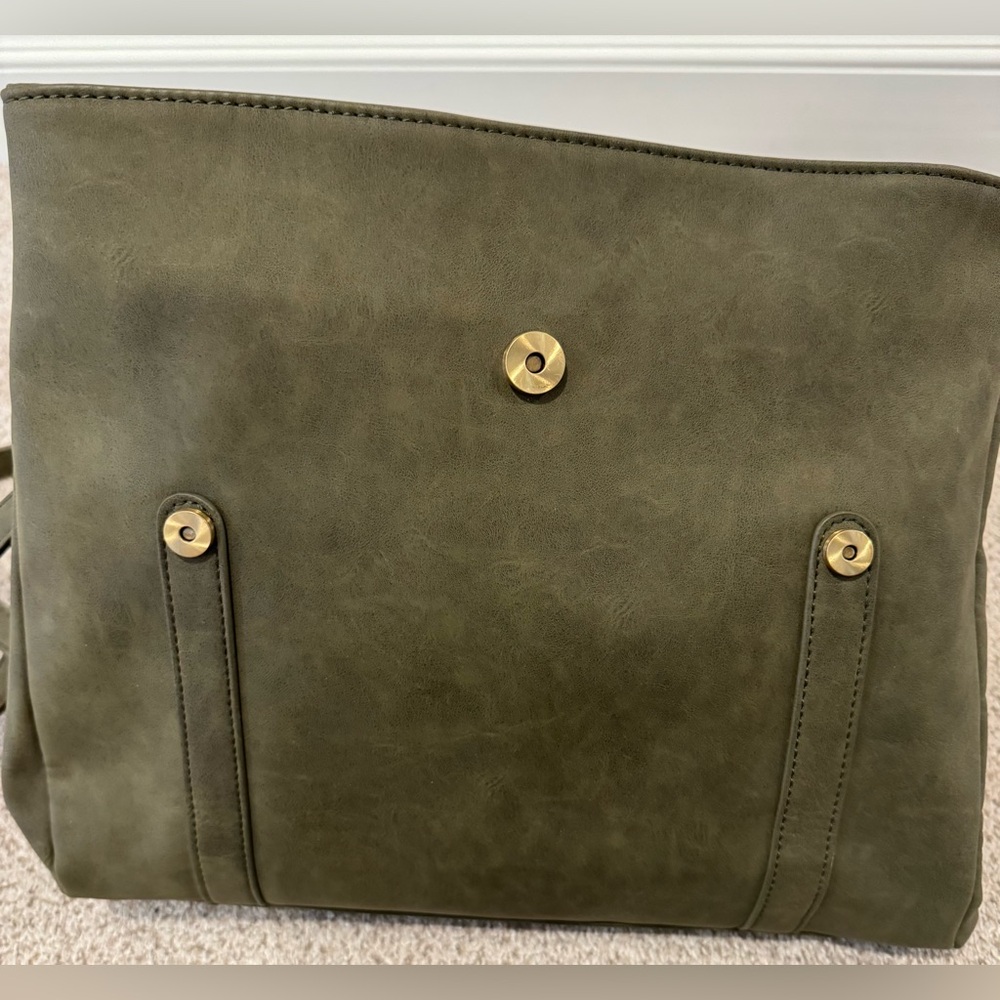Street Level Maxi Convertible Olive Green Backpack Purse - Picture 12 of 14